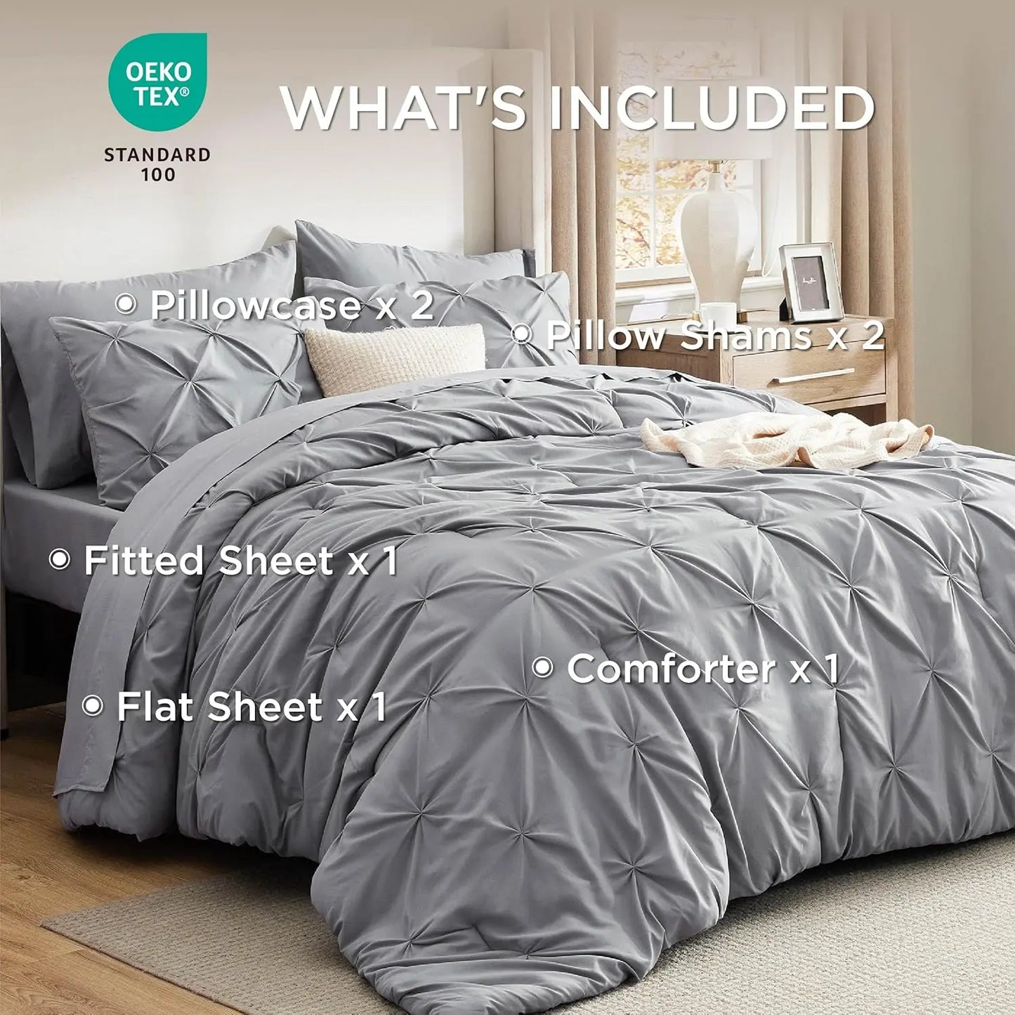 7 PCS-Soft Pintuck Messy Bedding Sets